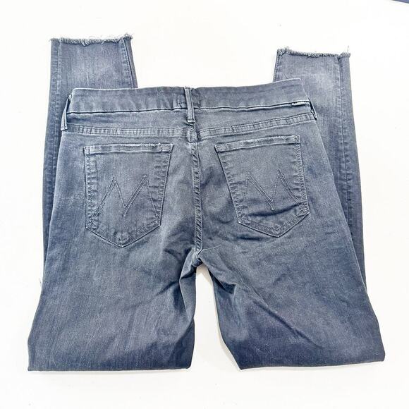 Mother Looker Ankle Fray Guilty as Sin Black Denim Jeans Ripped Raw Hem Size 29 - Picture 3 of 9